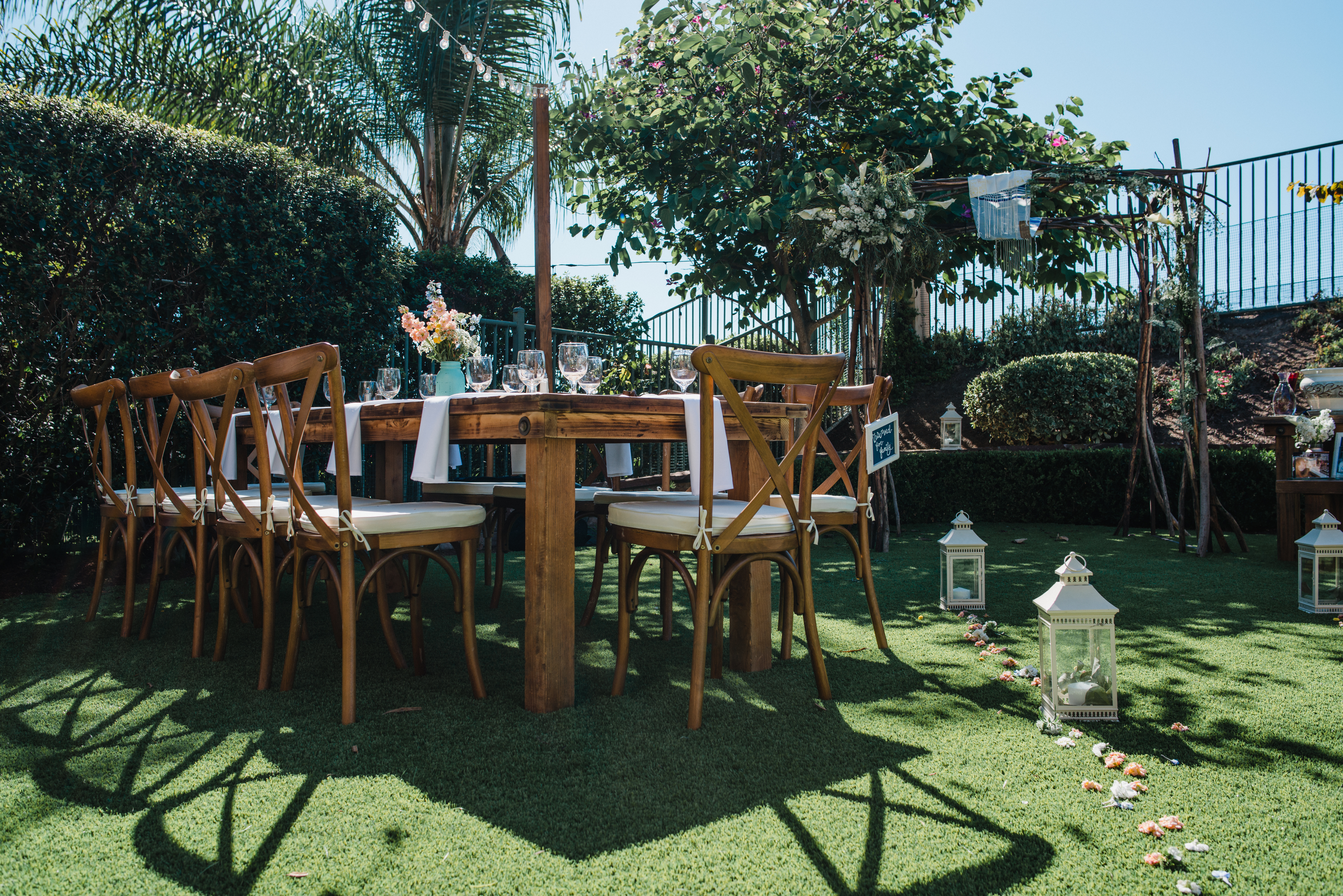 rustic Wedding tablesat a Bohemian Backyard in Rancho Bernardo CA by Kylie Rae Photography