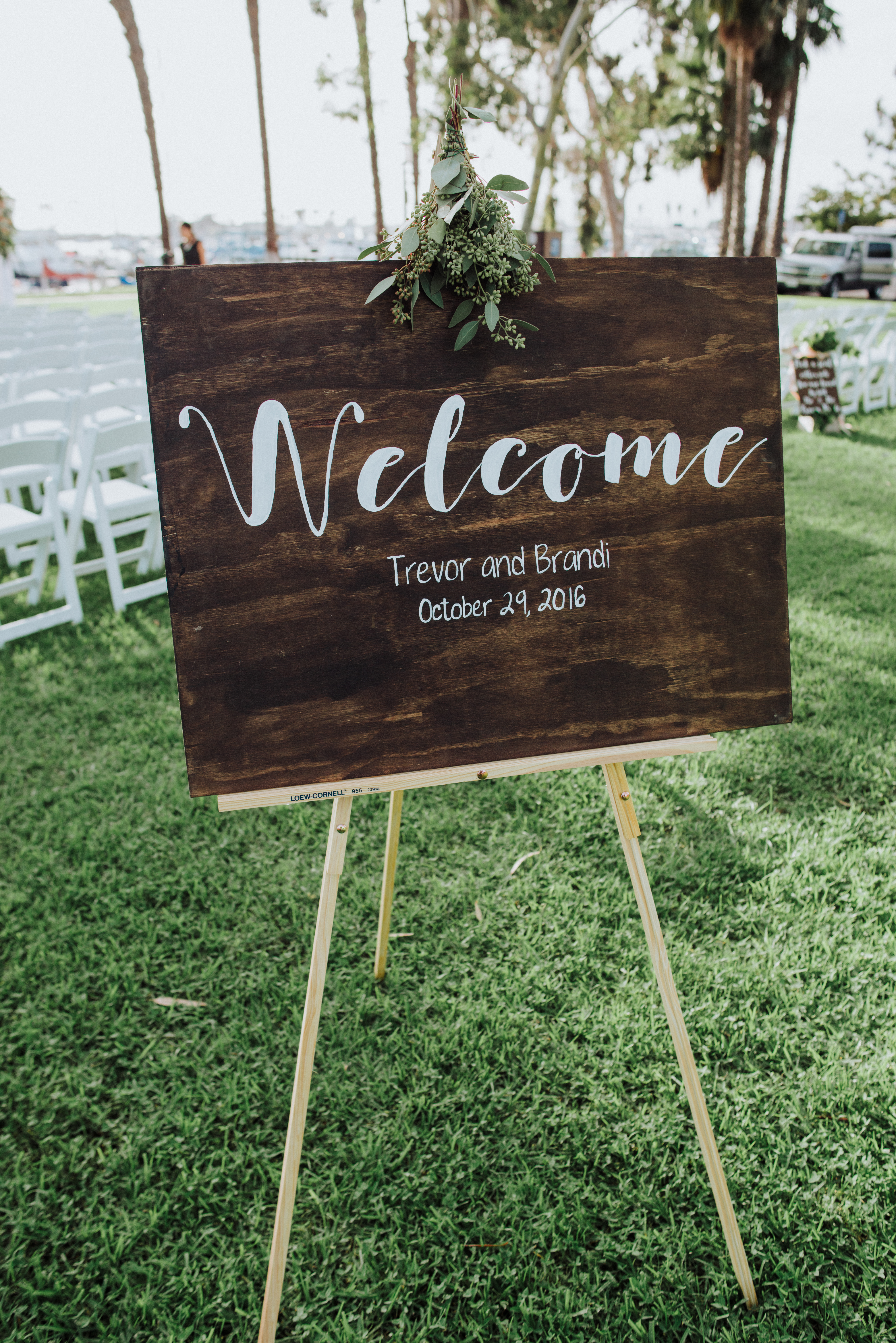 Wedding welcome signat a Romantic Style San Diego Wedding at Marina Village by Kylie Rae Photography