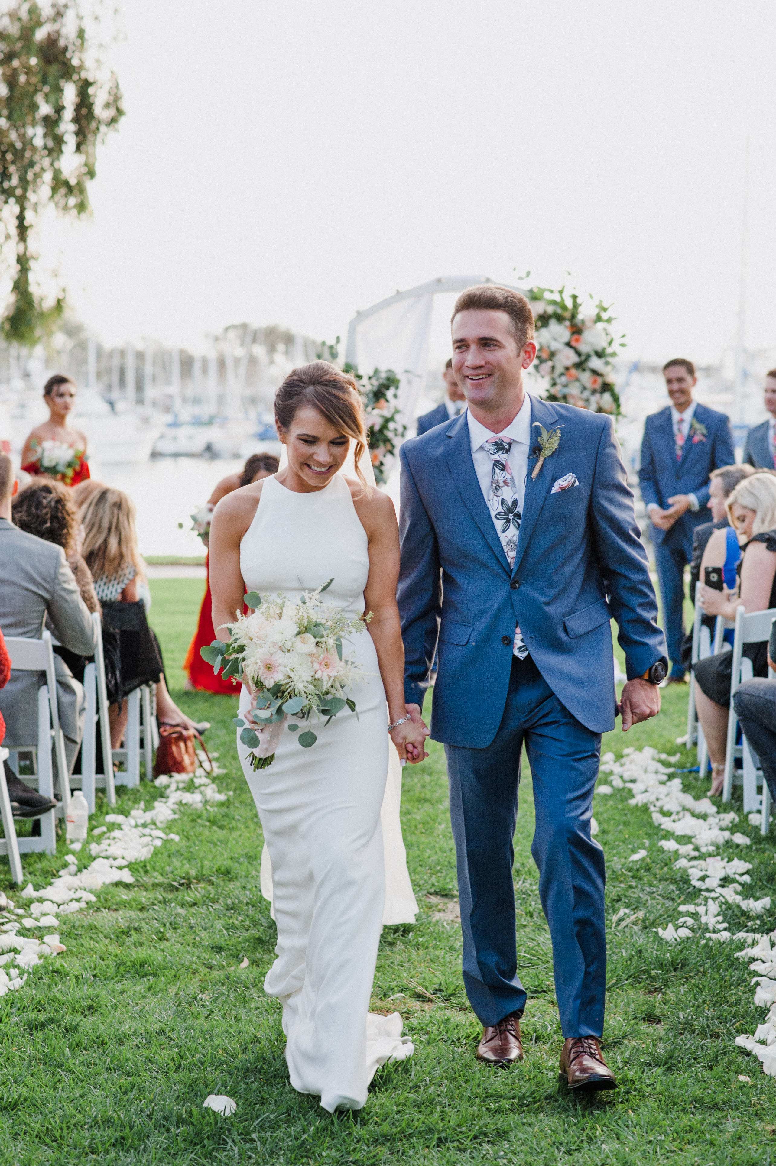 Bride and groomat a Romantic Style San Diego Wedding at Marina Village by Kylie Rae Photography