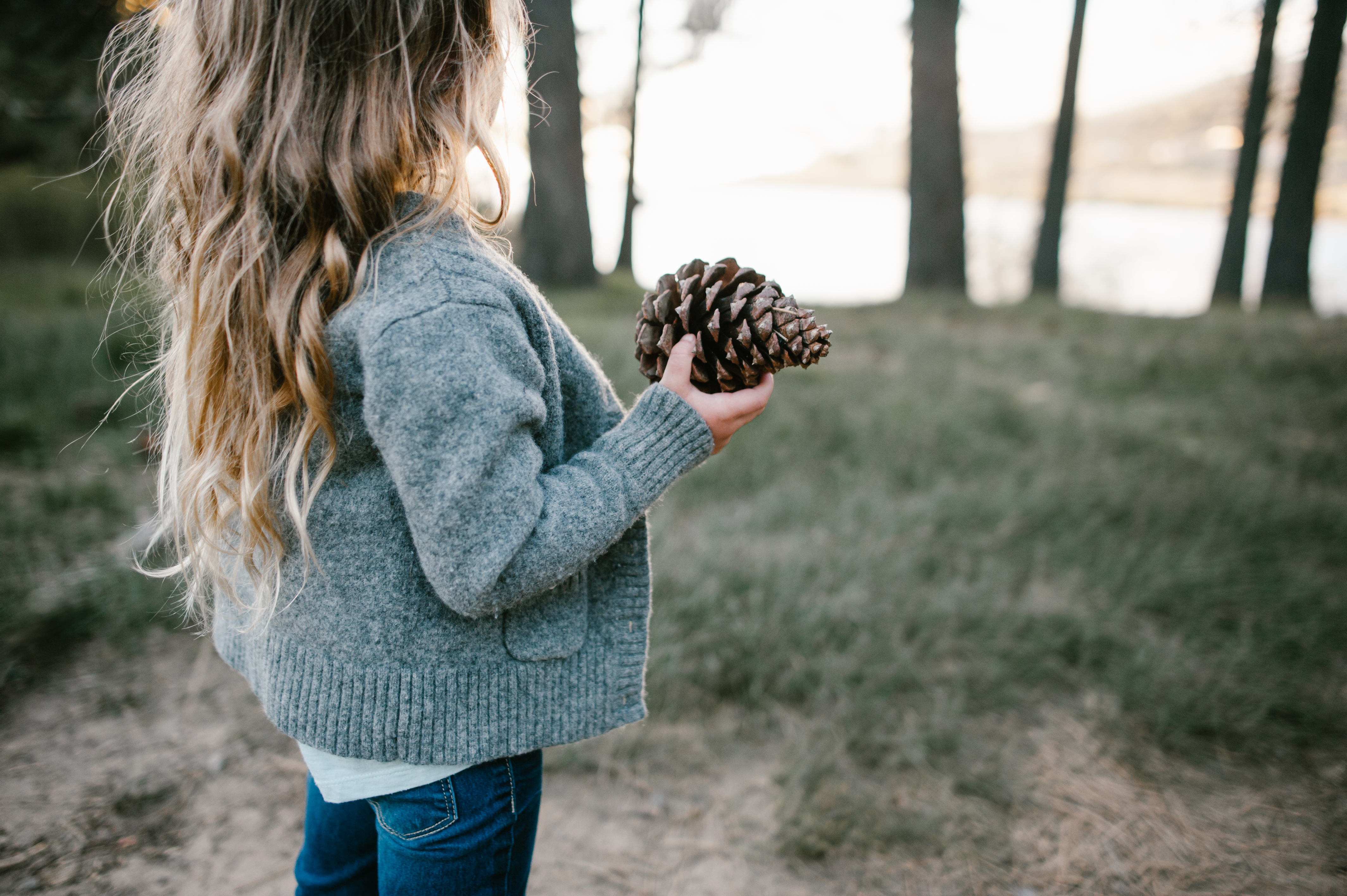 Throwing pineconesat a Family Session at Lake Cuyamaca by Kylie Rae Photography