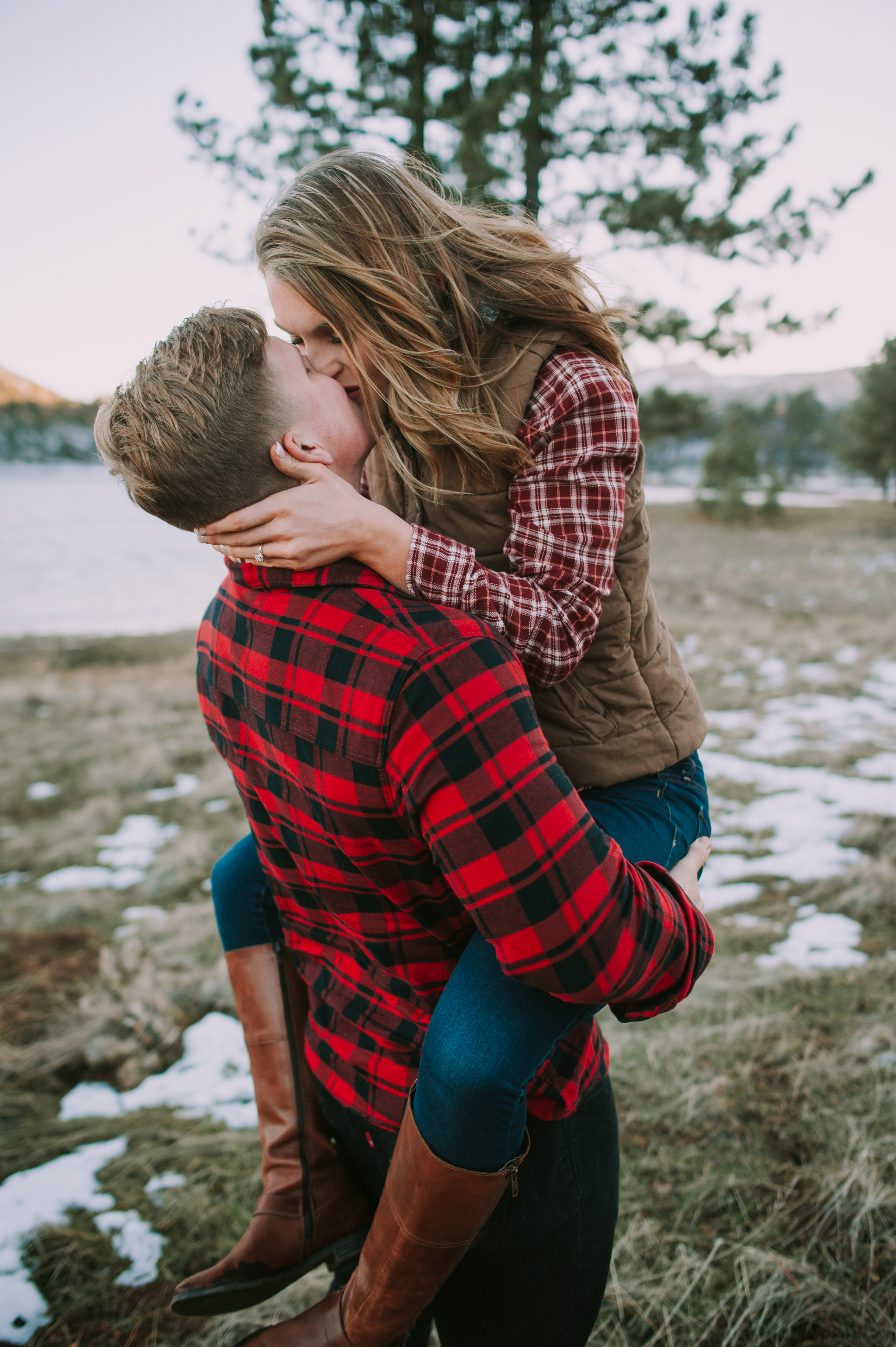 Winter and Plaid Engagement Session at Lake Cuyamaca by Kylie Rae Photography