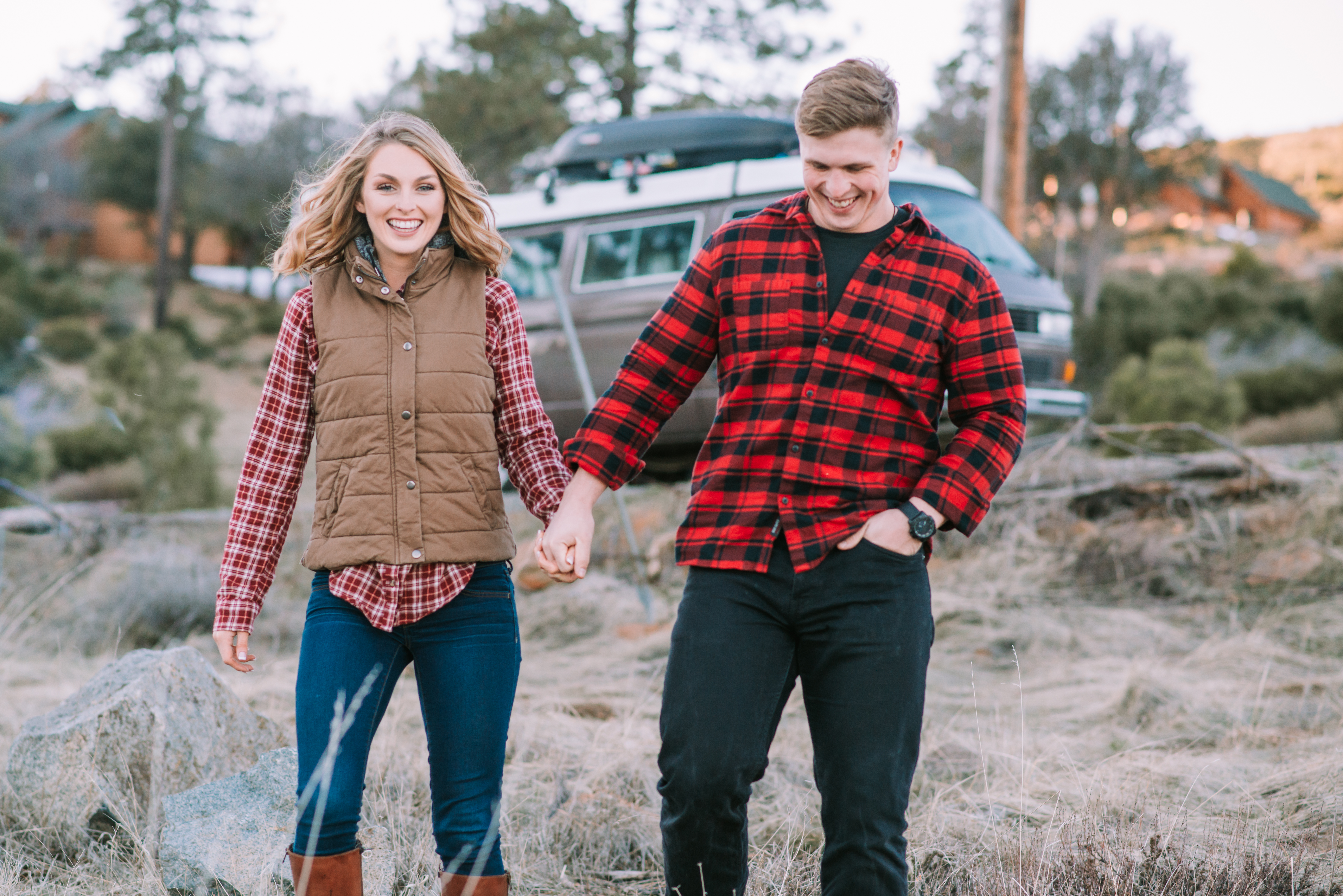Winter and Plaid Engagement Session at Lake Cuyamaca by Kylie Rae Photography