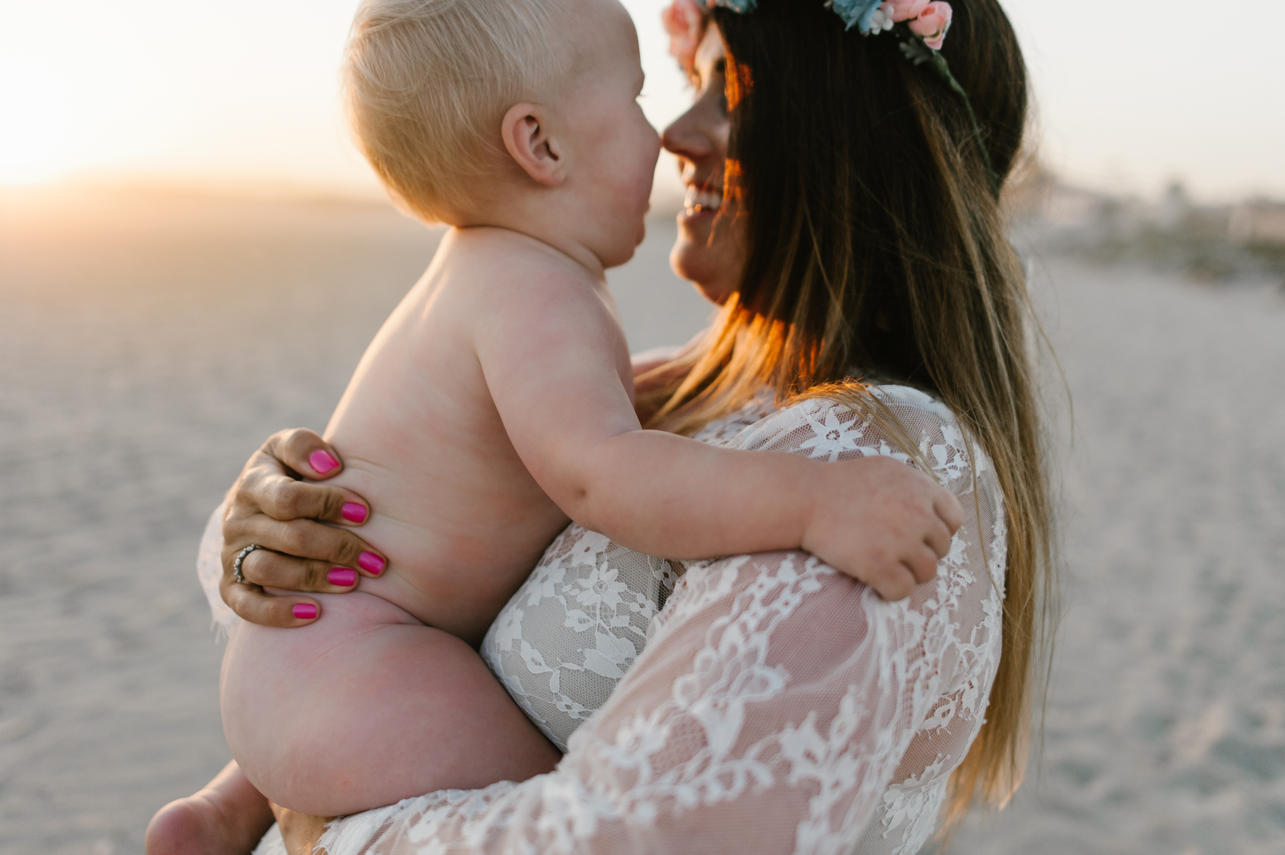 Boho Mama and babyfamily session at Coronado Beach by Kylie Rae Photography