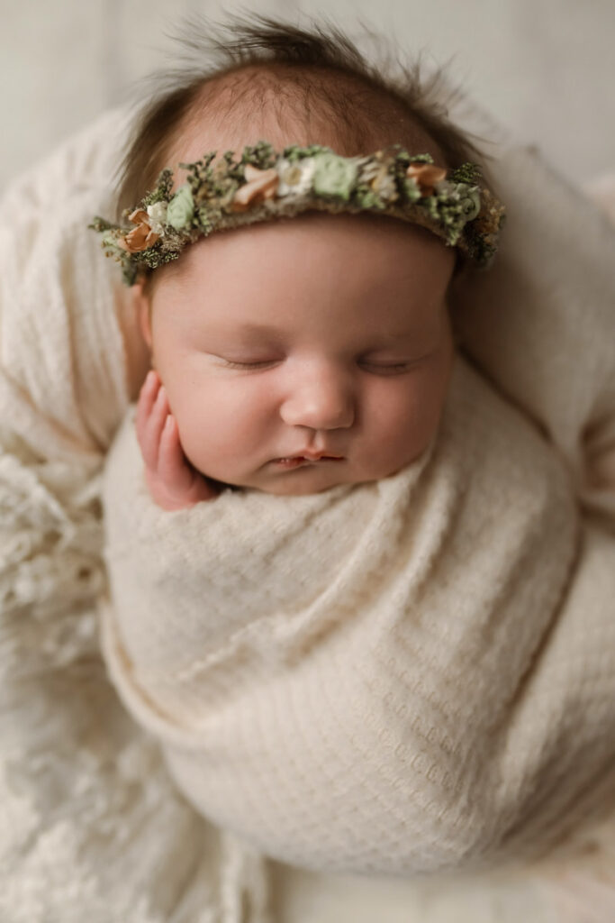 wrapped and snuggled baby newborn photography